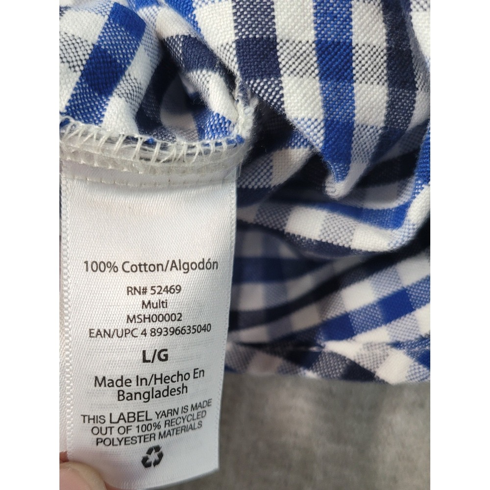 Free Assembly Button Down Shirt Mens L Blue Gingham Plaid Long Sleeve Cotton - Picture 5 of 11